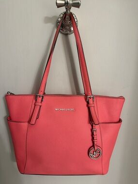 Michael Kors Coral Tote with Signature Charm